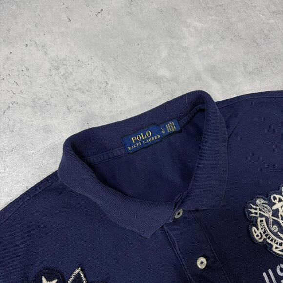 Y2K Navy Polo Ralph Lauren Grunge Embroidered Shirt Dress - Picture 5 of 7